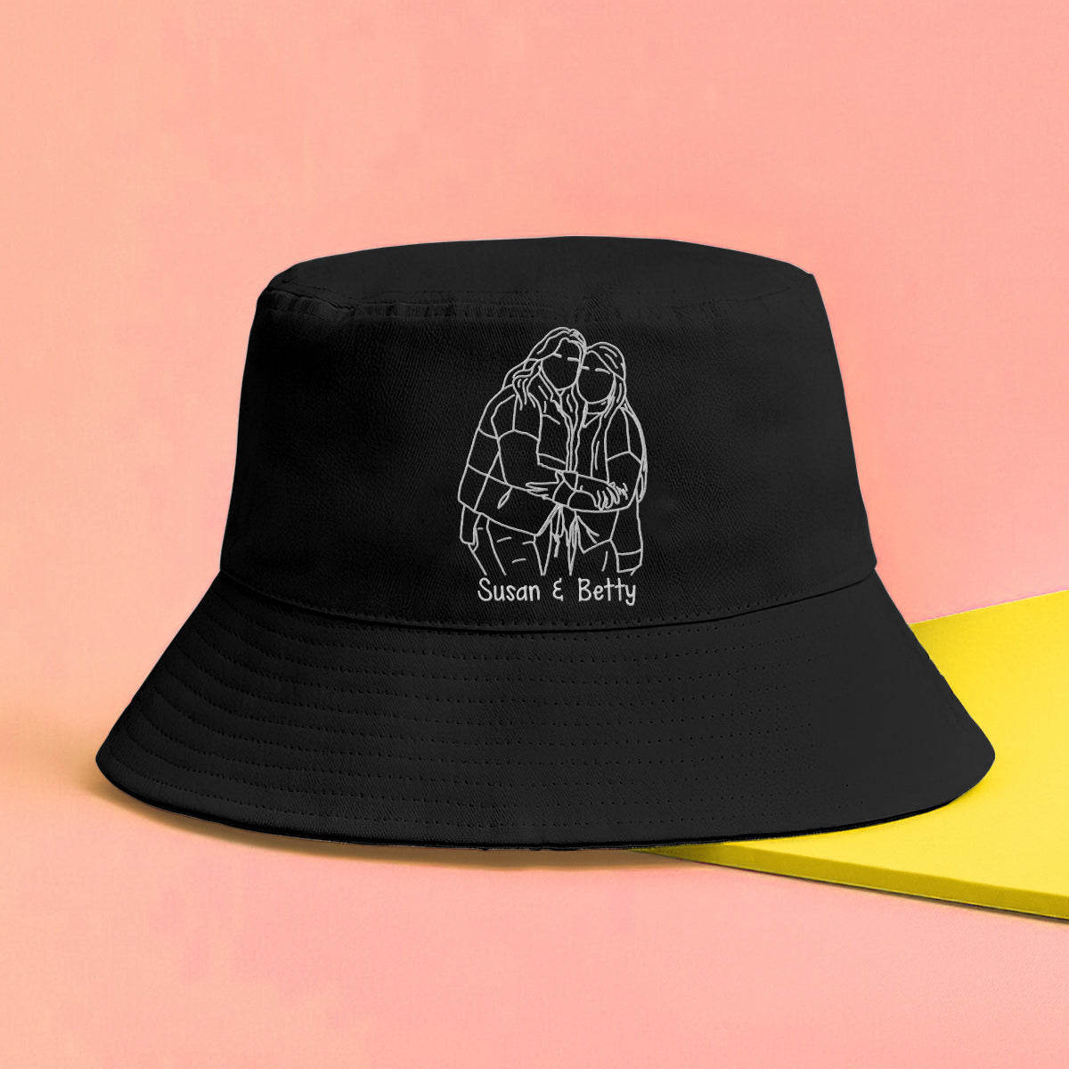 Custom Photo - Personalized Sibling Embroidered Bucket Hat