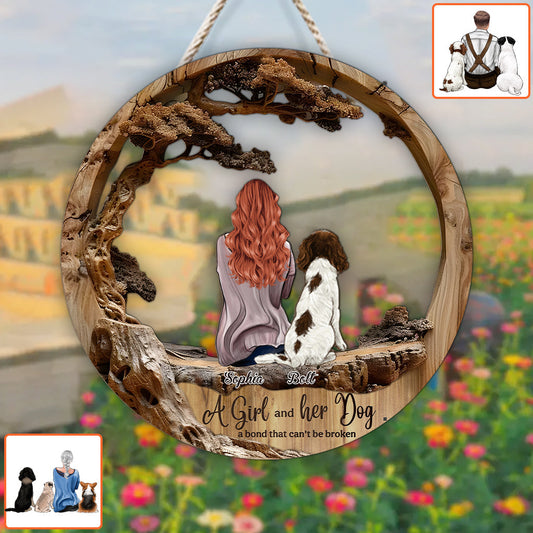 A Bond That Can't Be Broken - Personalized Dog Custom Shaped Wood Sign