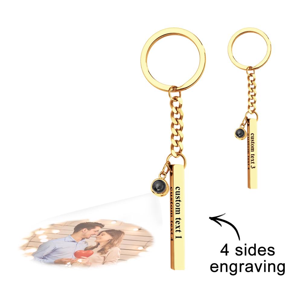 Custom Bar Vertical Cube Projection Keychain - gift for anyone, who lost a loved one - Personalized Keychain