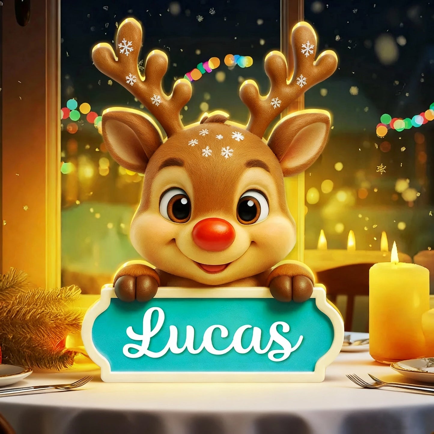 Acrylic Light Box Reindeer Nursery Lamp, Custom Cute Design, Warm Glow, Unique Christmas Gift for Children & Grandchildren