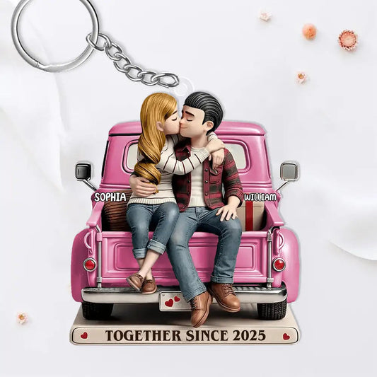 Love and Romance Acrylic Keychain - Personalized Couple Gift - Custom 'Together Since' Keychain for Couples
