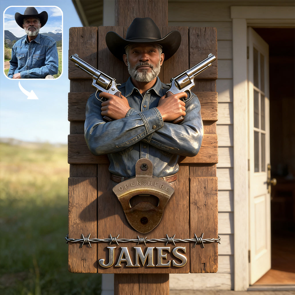 Custom Any Photo - Personalized Western Outfit Wall Bottle Opener