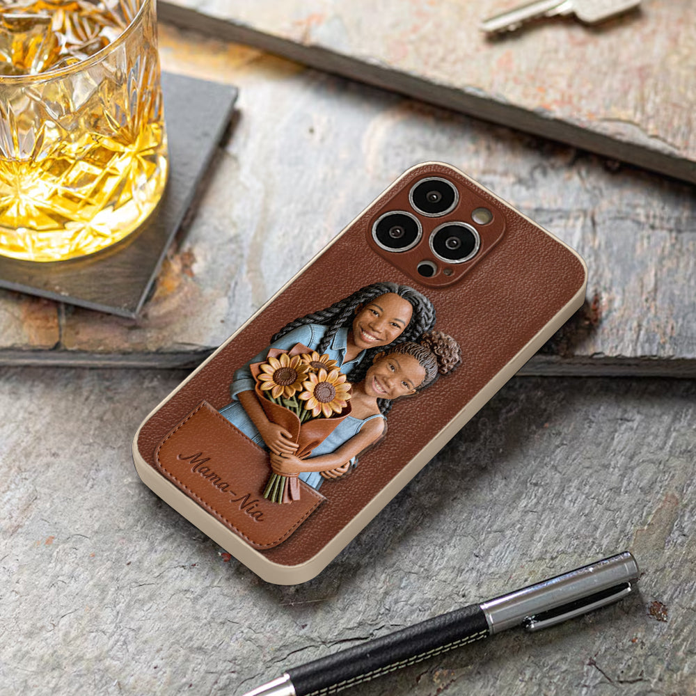 I Love You - Personalized Mother 3D Embossed Leather Phone Case