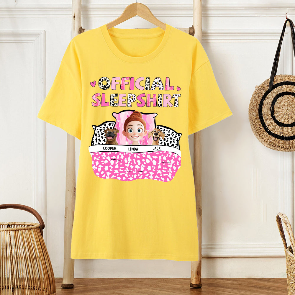 Personalized Dog Lover Sleep Shirt – Official Sleepshirt with Cute Design Featuring Pet Names, Ideal for Kids and Pet Lovers, Perfect for Birthdays or Casual Wear