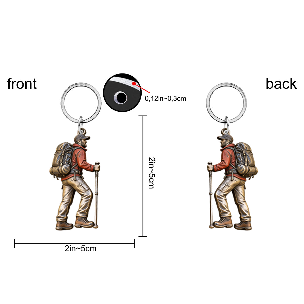 Custom From Any Photo - Personalized Hiking Keychain With Charms