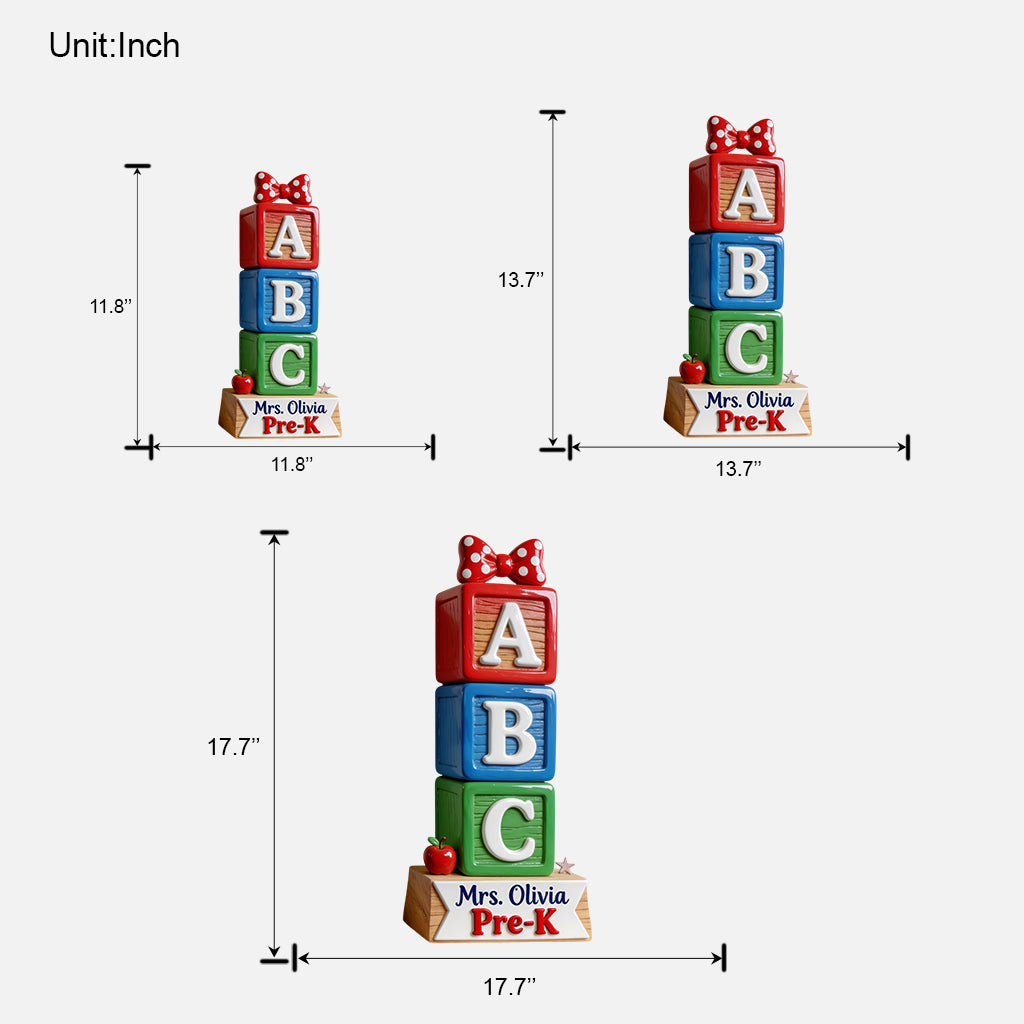 ABC Blocks 3D Shaped Plaque - Personalized Teacher Custom Shaped Wood Sign