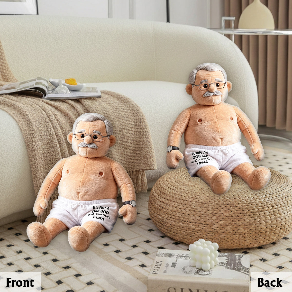 Funny Dad Bod - Personalized Father Premium Faux Fur Pillow