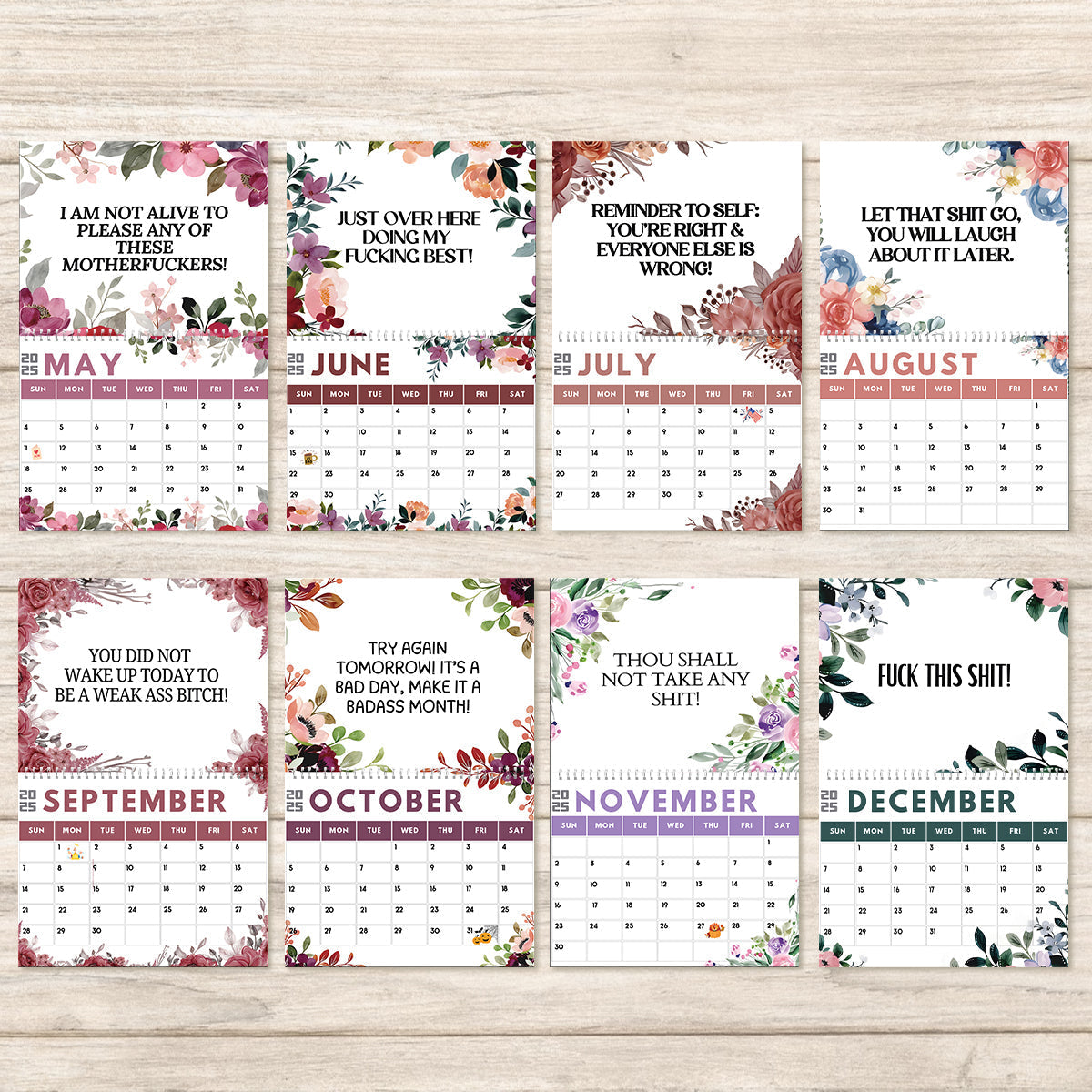 Funny Office Humor, Work Swear Affirmations - Personalized Colleague Wall Calendar & Desk Calendar