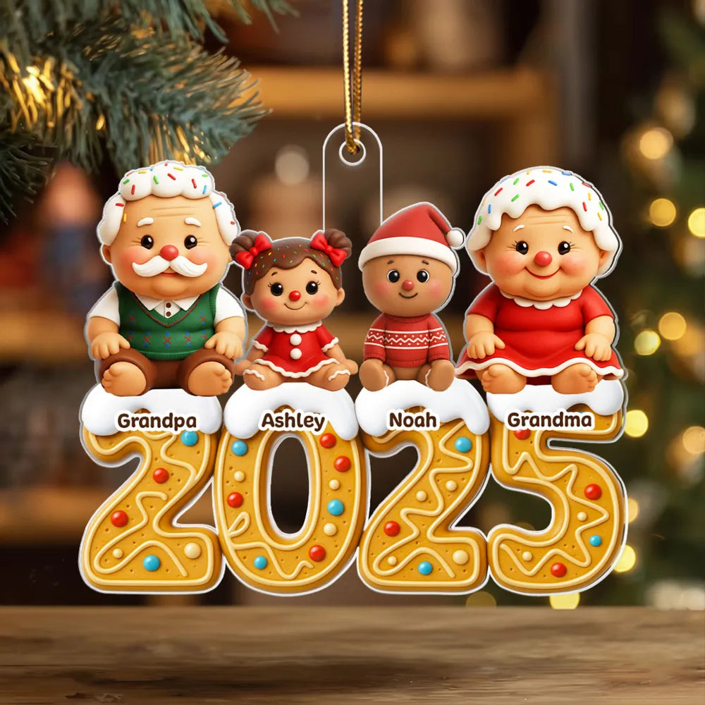 Custom Gingerbread Grandparents Acrylic Ornament for Christmas Tree, Festive Family Keepsake, Creative Holiday Gift Idea