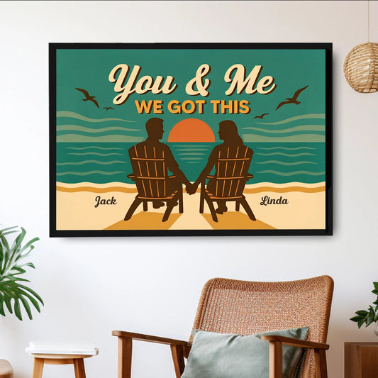 Vintage Style Poster with Couples on the Beach Emotional Wall Art Gift-Ready