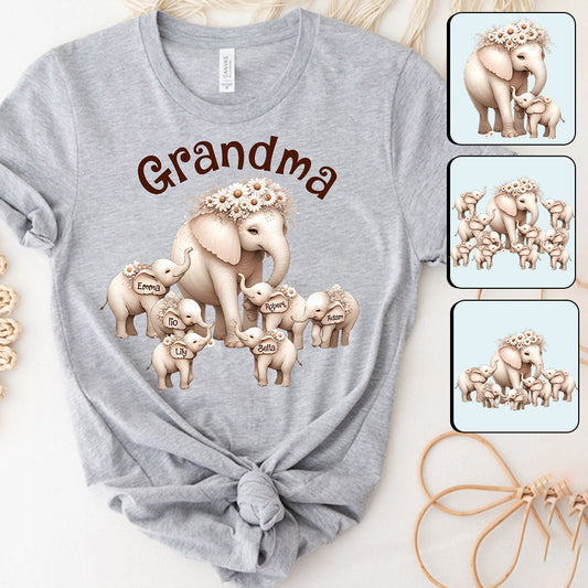 Cute Elephant - Personalized Grandma T-shirt And Hoodie