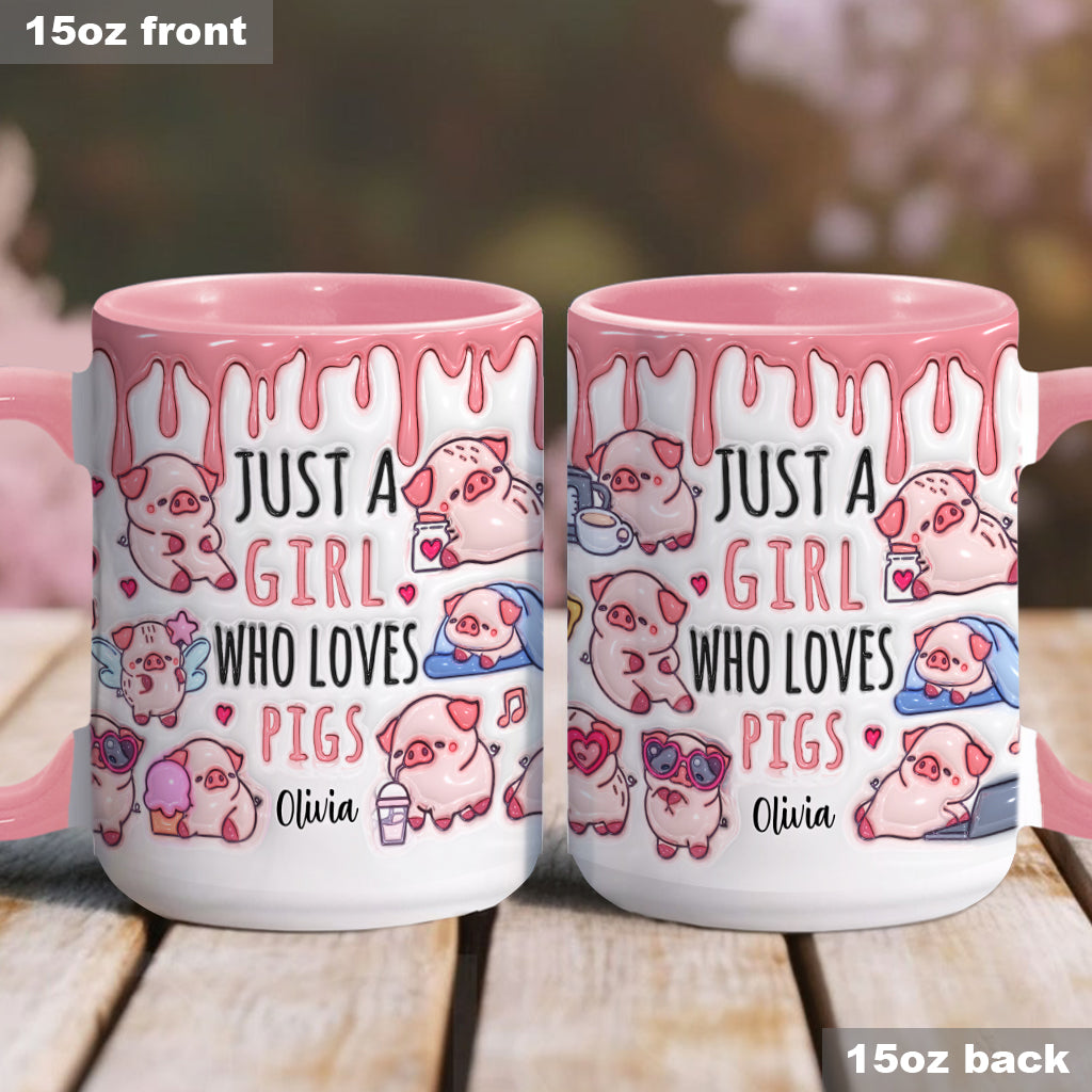 Just A Girl Who Loves Pigs - Personalized Pig Lover Accent Mug