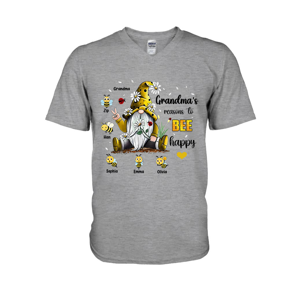 Grandma's Reasons To Bee Happy - Personalized Grandma T-shirt And Hoodie