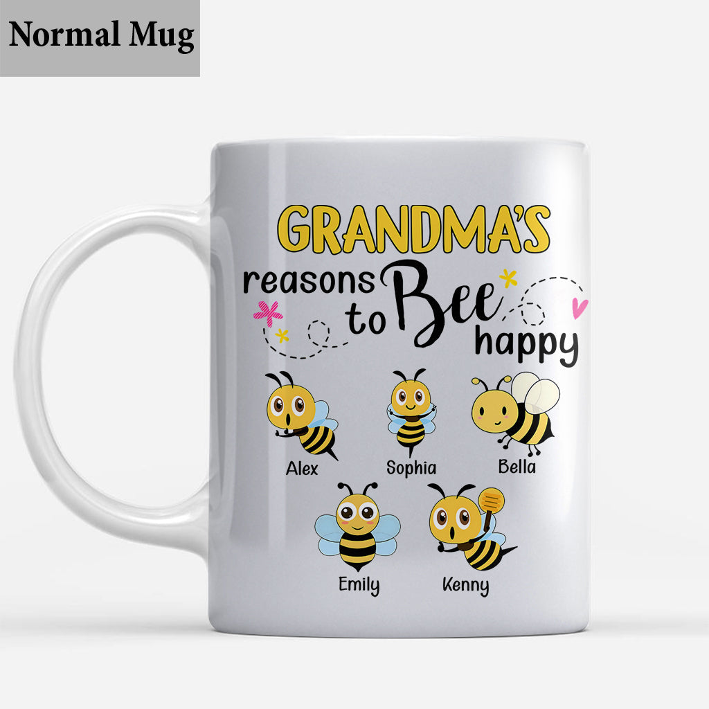 Grandma's Reasons To Bee Happy - Personalized Bee Mug