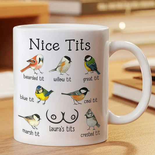 Personalized Ceramic Mug with Funny Bird Chart Design – Custom Name Gag Cup, Unique Gift for Wife, Girlfriend or Friends