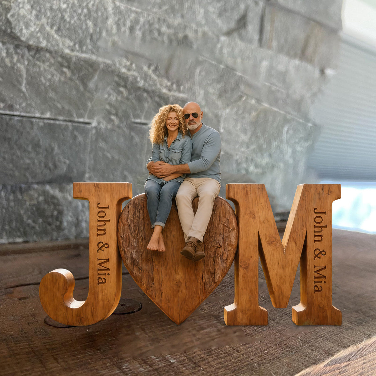 I Love You Forever - Personalized Couple Custom Shaped Wood Plaque
