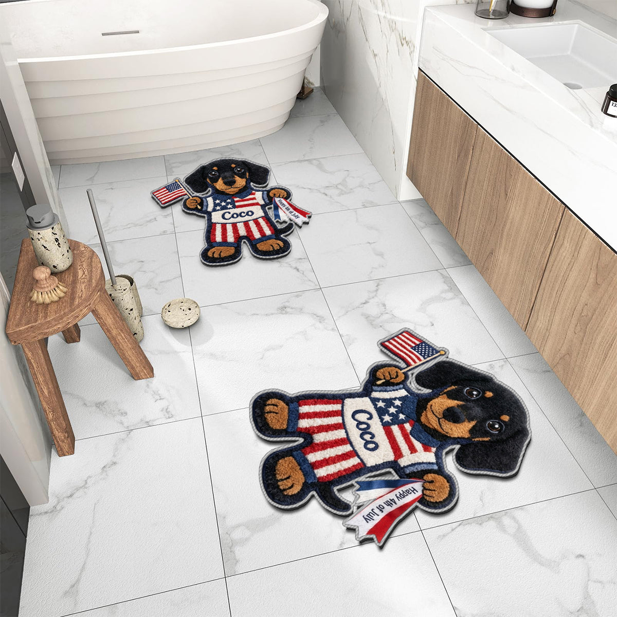 Happy 4th Of July - Personalized Dog Non-Slip Tufted Rug