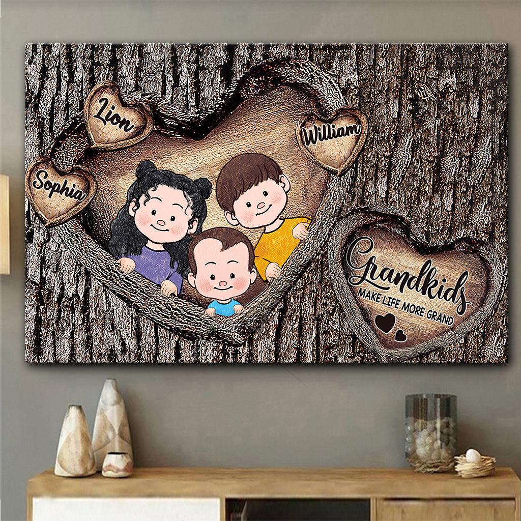 Grandkids Make Life More Grand - Personalized Grandma Canvas and Poster