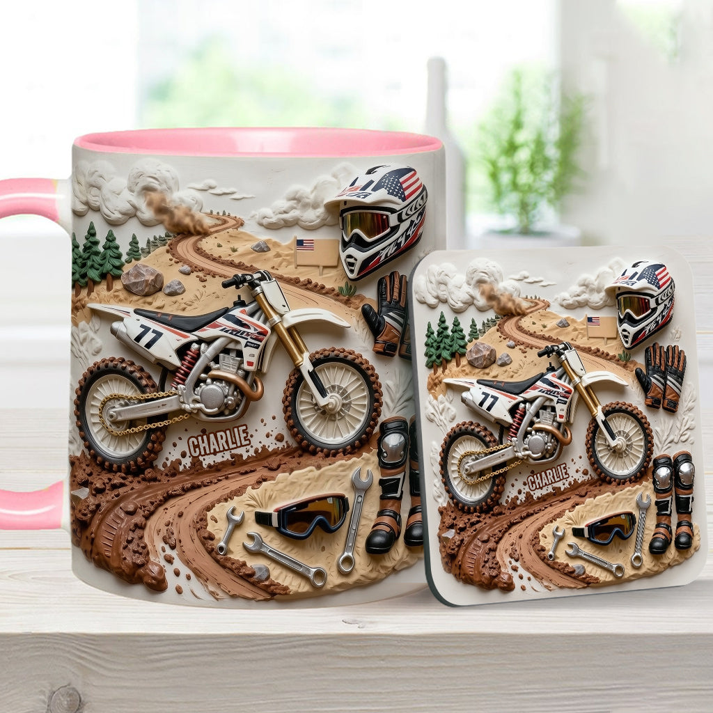 Cool Dirt Bike, Motocross - Personalized Dirt Bike Accent Mug & Coaster