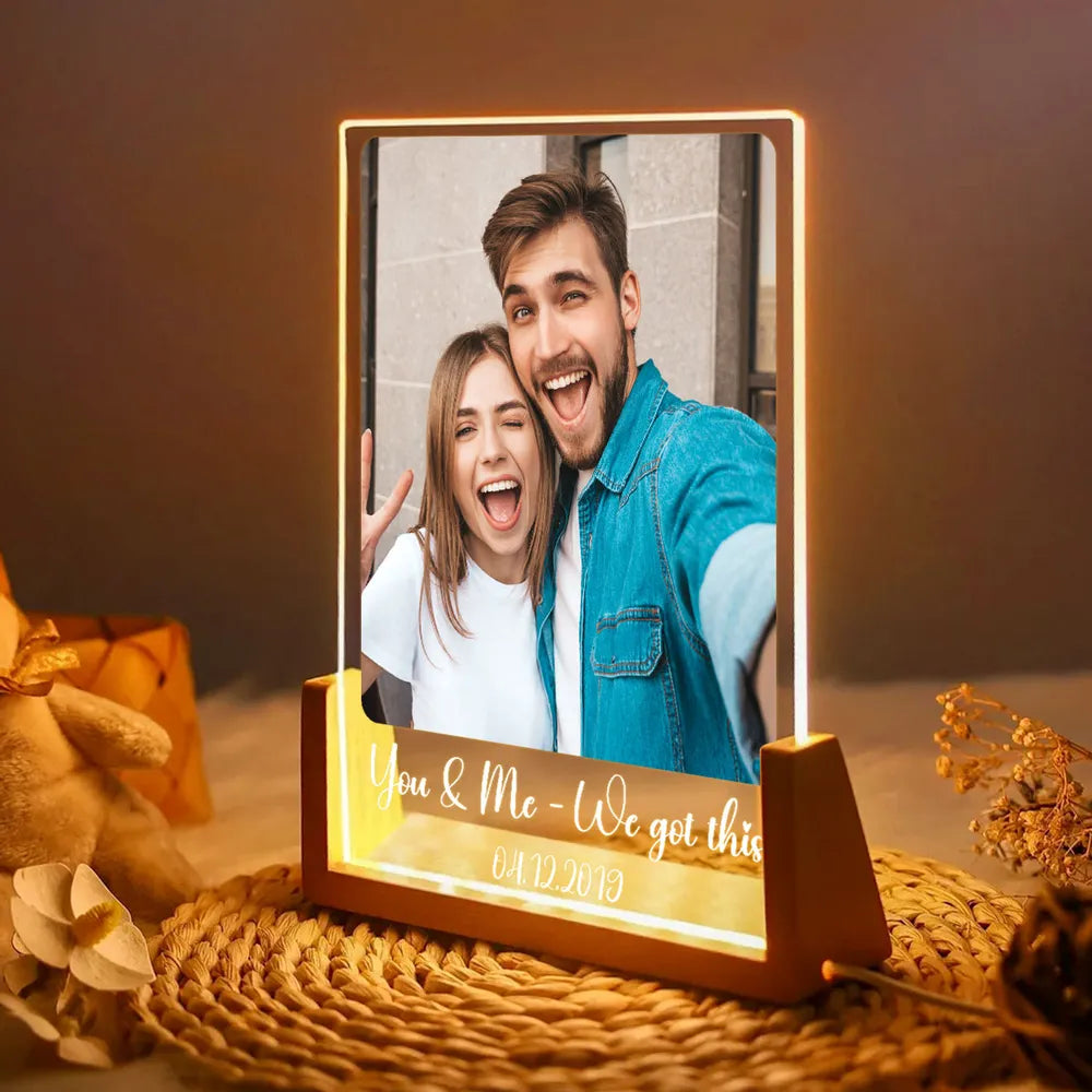 You Make My Heart Smile Personalized LED Light Frame - Romantic Photo Keepsake With Cozy Ambient Light, Creative Gift