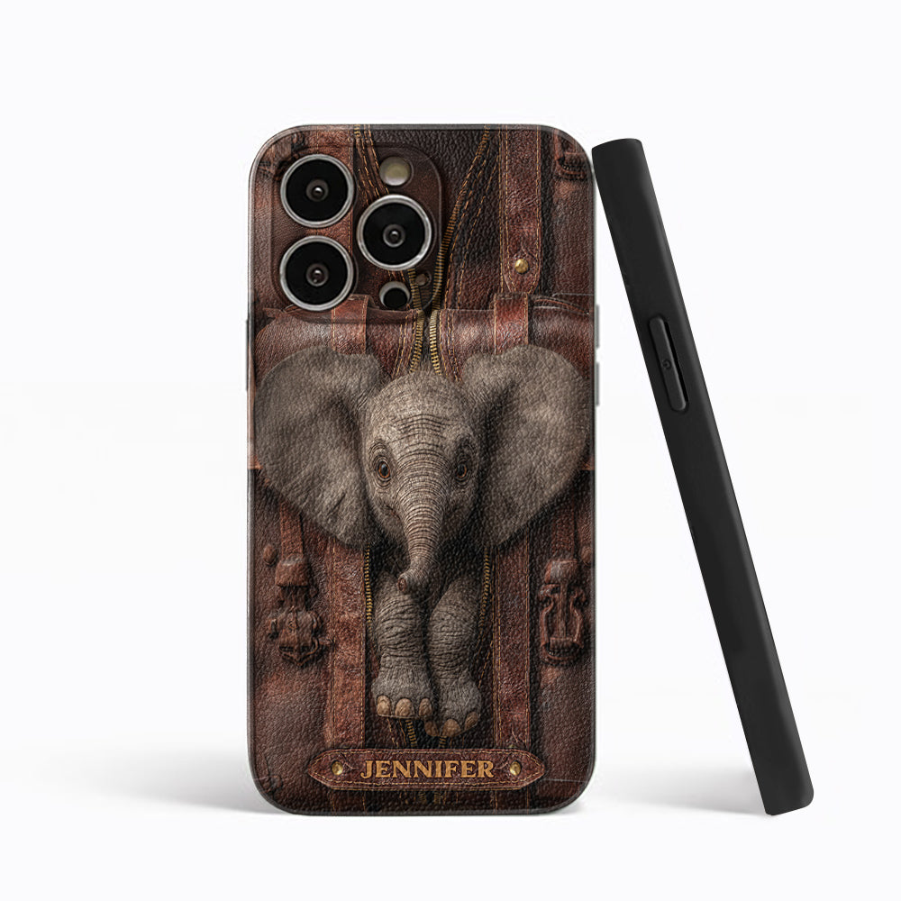Just A Girl Who Loves Elephant - Personalized Elephant Leather Phone Case