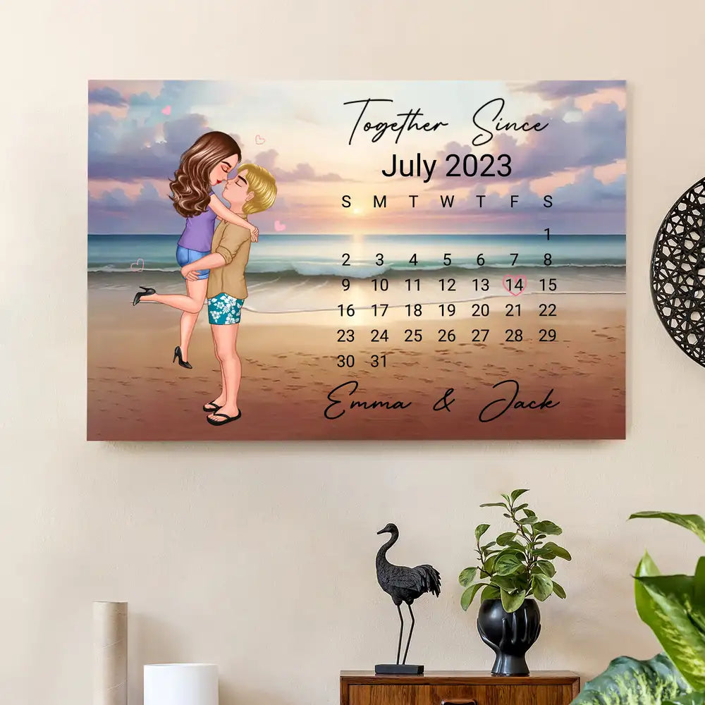 Custom Couple Calendar Poster – Anniversary Date and Artwork for Your Love Story