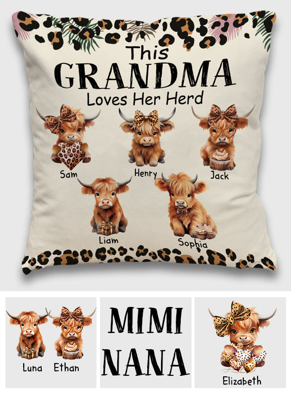 Grandma/ Nana/ Mimi... Loves Her Herd - Personalized Grandma Throw Pillow