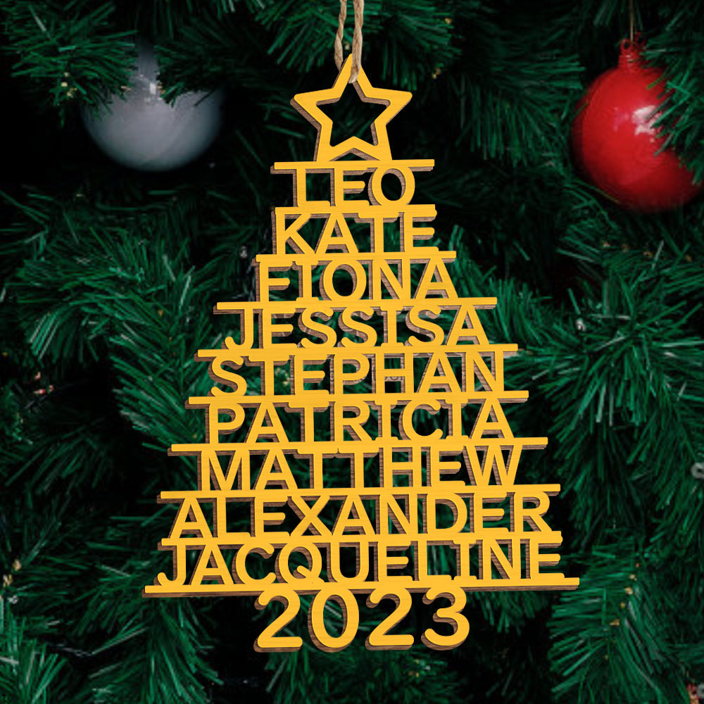 Any Name Christmas Tree - Personalized Family Any Name Christmas Tree Ornament