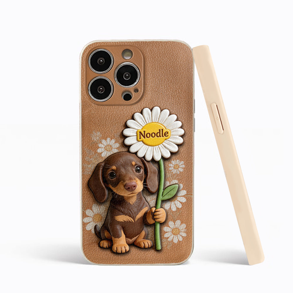 Custom Any Photo - Personalized Dog 3D Embossed Leather Phone Case