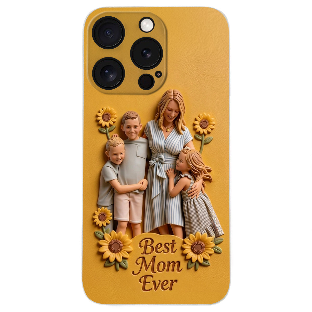 Best Mom Ever - Personalized Mother 3D Embossed Leather Phone Case