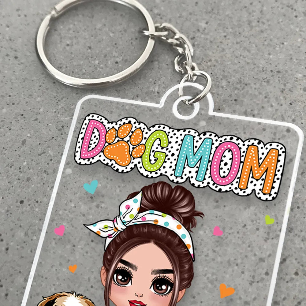 DOG MOM Personalized Acrylic Keychain – You & Your Pups