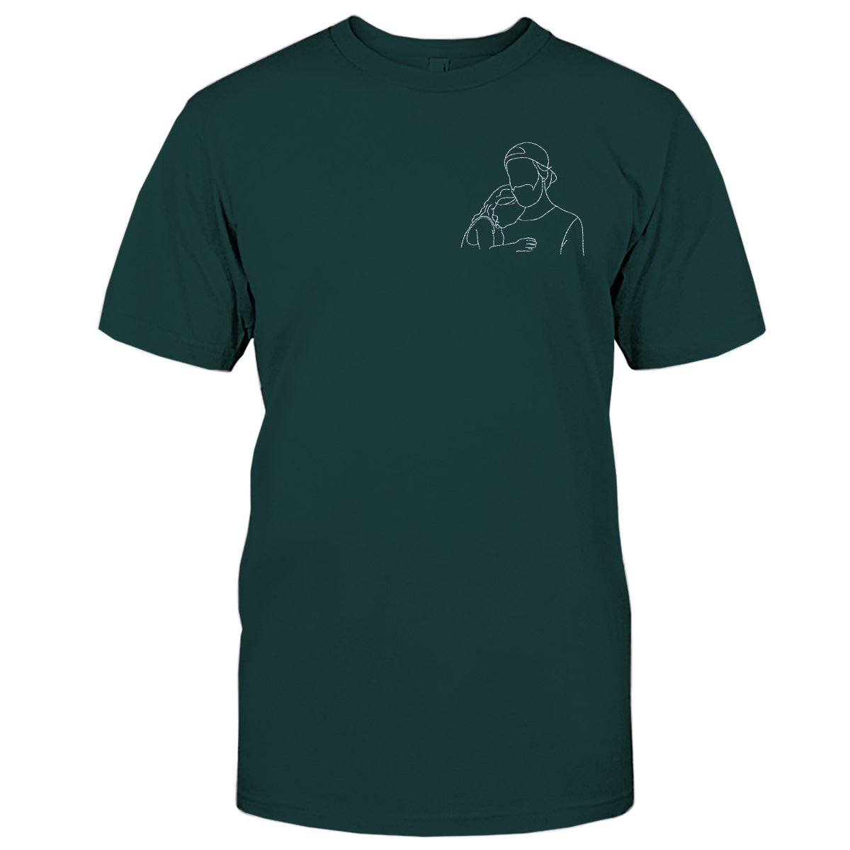 Custom Line Art - Personalized Step Dad Embroidered T-shirt