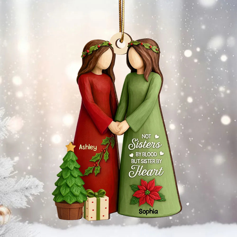 Christmas Wooden Ornament Featuring Friendship Theme · Heartwarming Décor Piece · A Thoughtful Gift for Friends