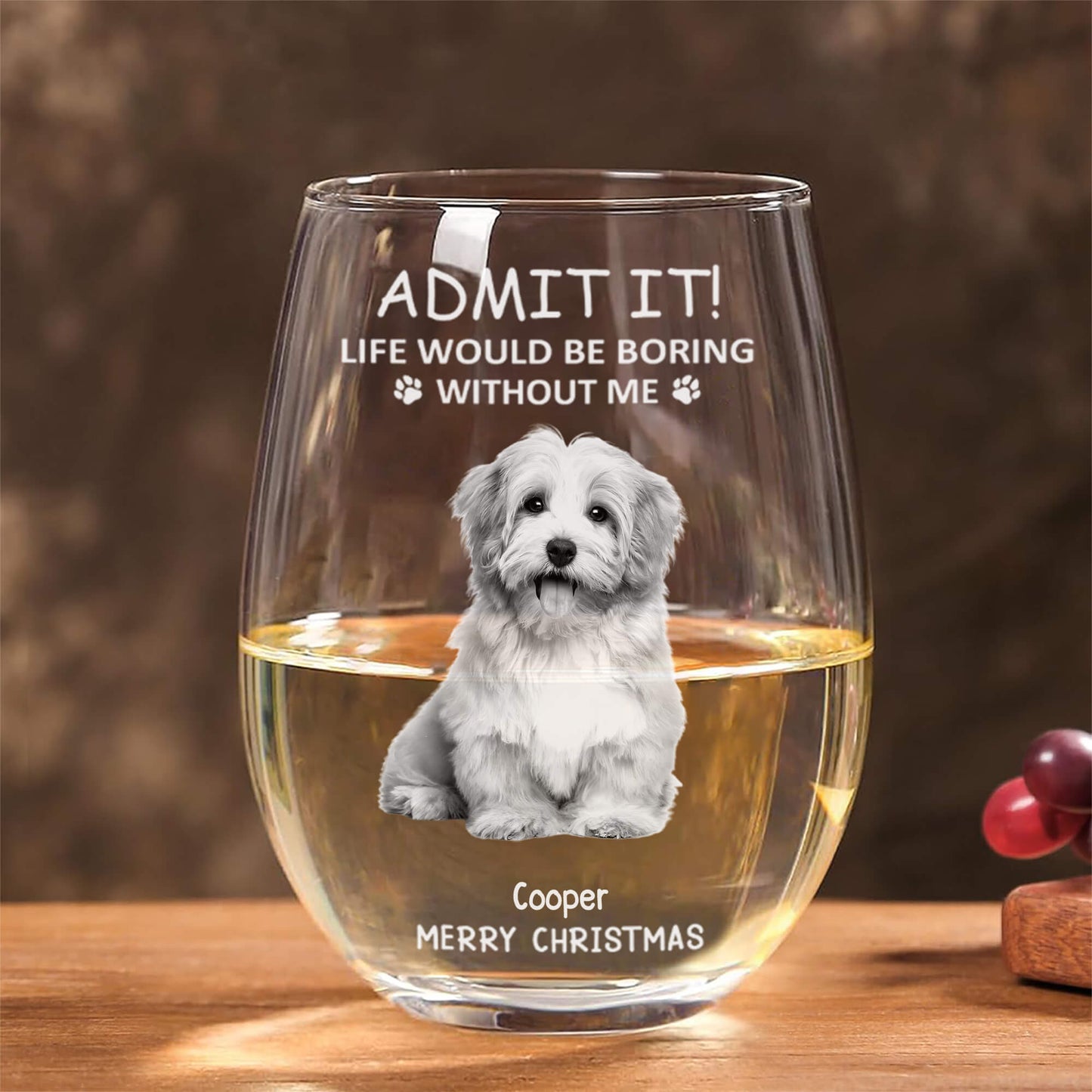 Personalized Beer Glass for Pet Lover Dad – Funny Father's Day Gift from the Dog – Admit Life Would Be Boring Without Me