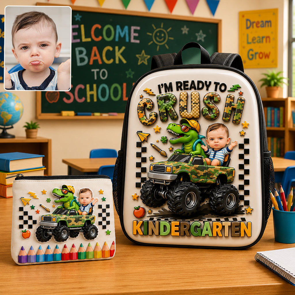 Back To School, Dinosaur Lover - Personalized Kid Backpack & Pencil Case