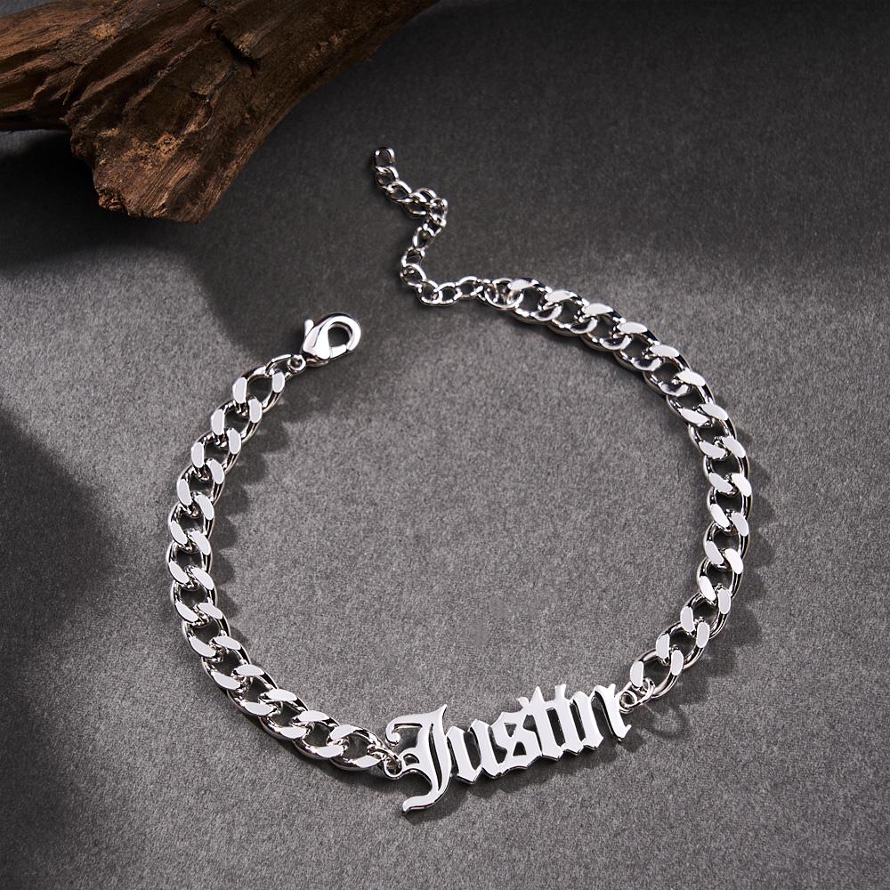 Any Name Or Message - Personalized Men's Stainless Steel Curb Chain