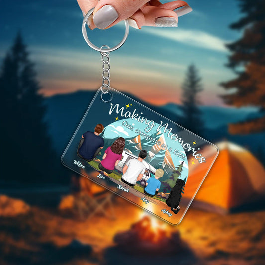 Camping Family Back View Design - Personalized Keychain, Poster, Car Hanger, Wallet Card, Pillow, and Sticker, Unique Gift