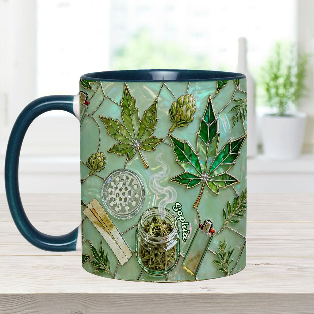Green Magic Leaf - Personalized Weed Accent Mug & Coaster