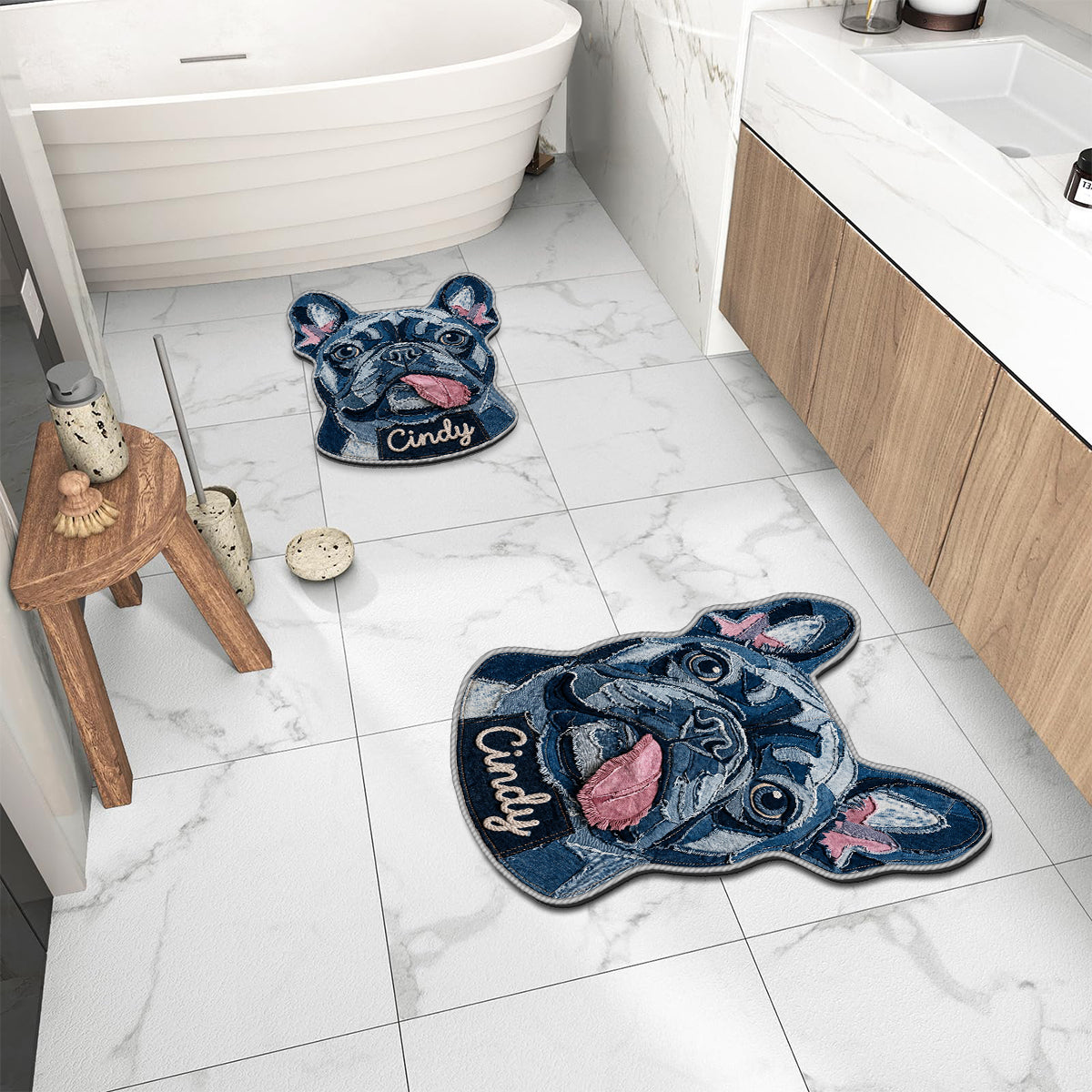 Denim Style Pet Rug - Personalized Dog Non-Slip Tufted Rug