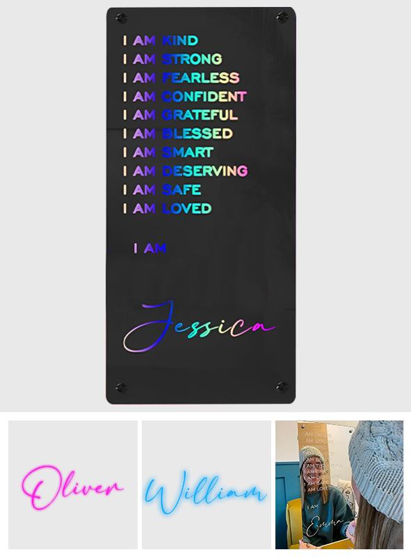 I Am - Personalized Affirmations Light Mirror