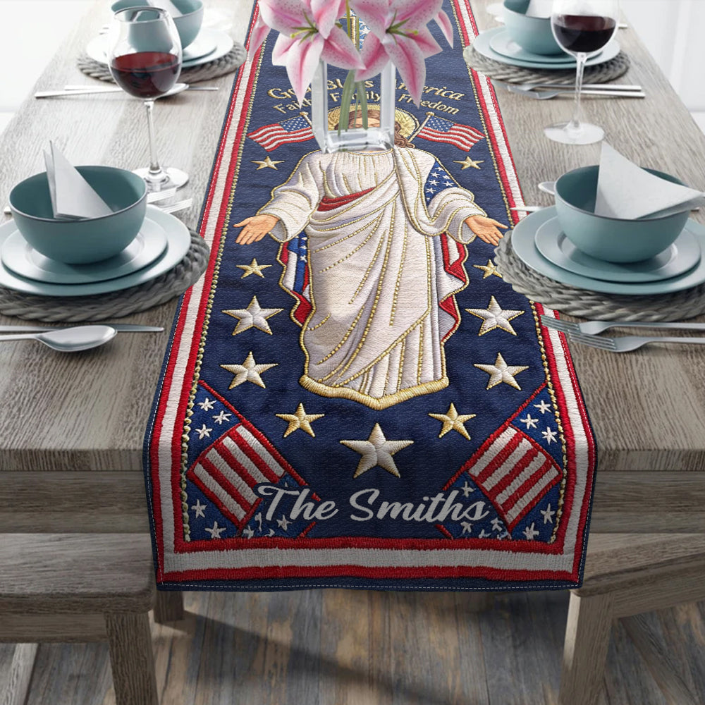 God Bless America - Personalized Christian Table Runner