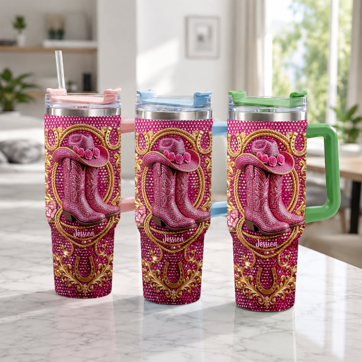 Cowgirl Boots - Personalized Cowgirl Tumbler With Plush Charm