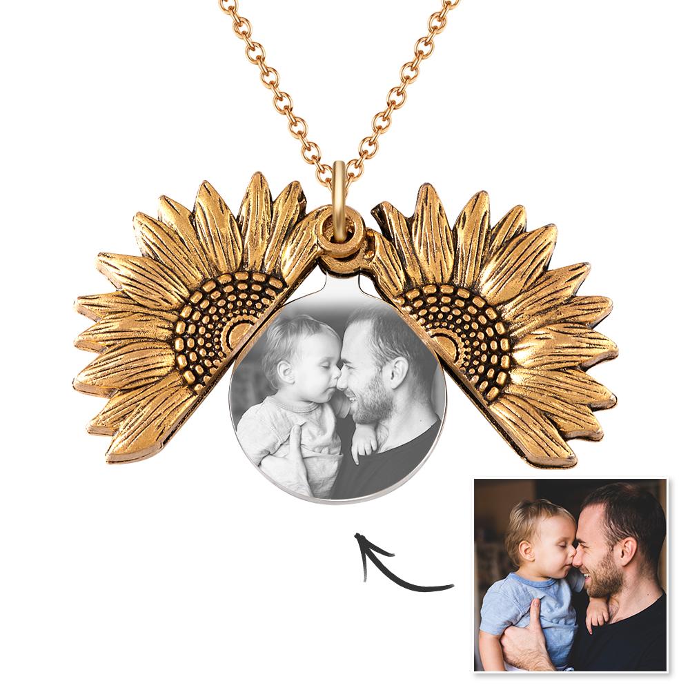 Any Photo Sunflower - Personalized Photo Necklaces Sunflower Locket