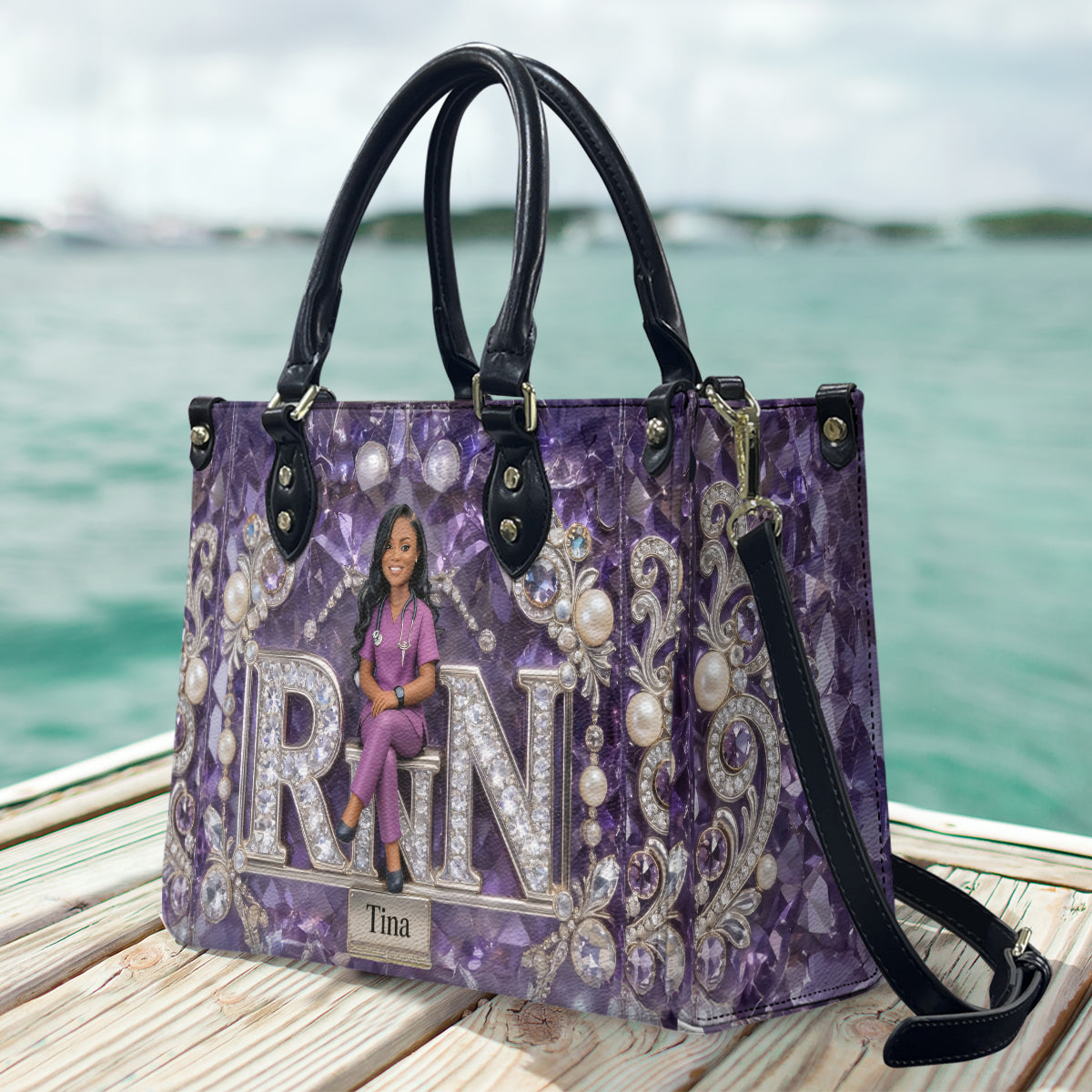 Custom Any Photo Gift For Nurse/Healthcare Personnel - Personalized Nurse Leather Handbag