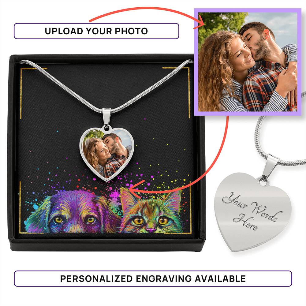 I Will Send Them Without Wings - Personalized Cat Heart Pendant Necklace cat6401