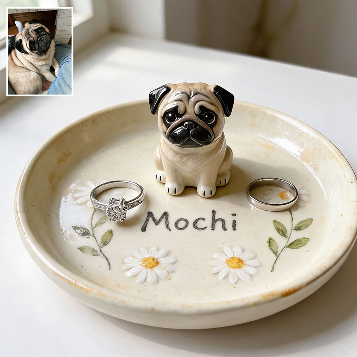 Daisy Garden - Personalized Dog Tray & Plaque Set