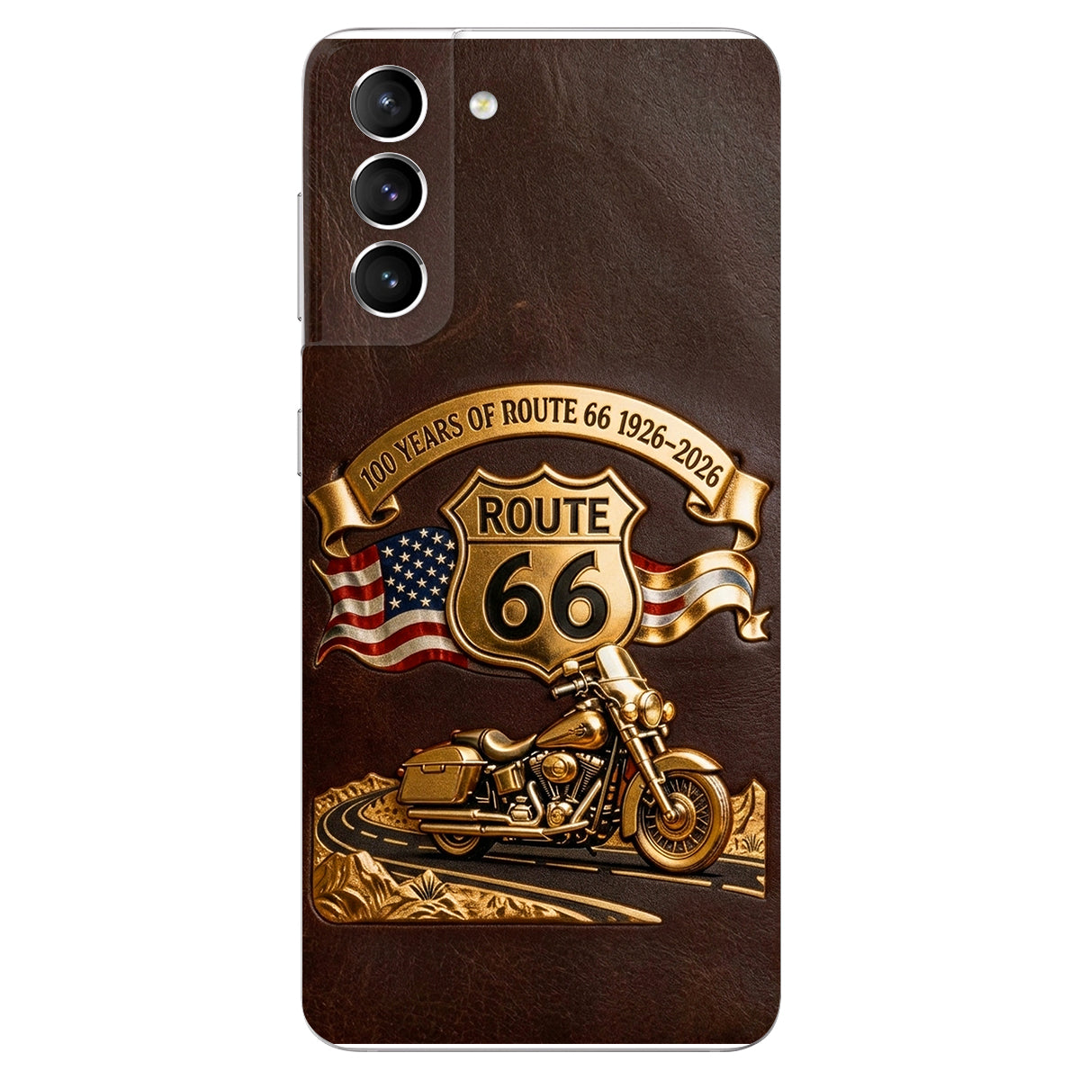 100 Years Of Route Personalized Gifts For Bikers - Personalized Biker 3D Embossed Leather Phone Case