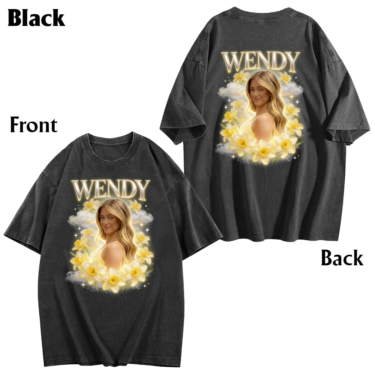 Custom Any Photo Birth Flower - Personalized Birth Month Flower Wash T-Shirt