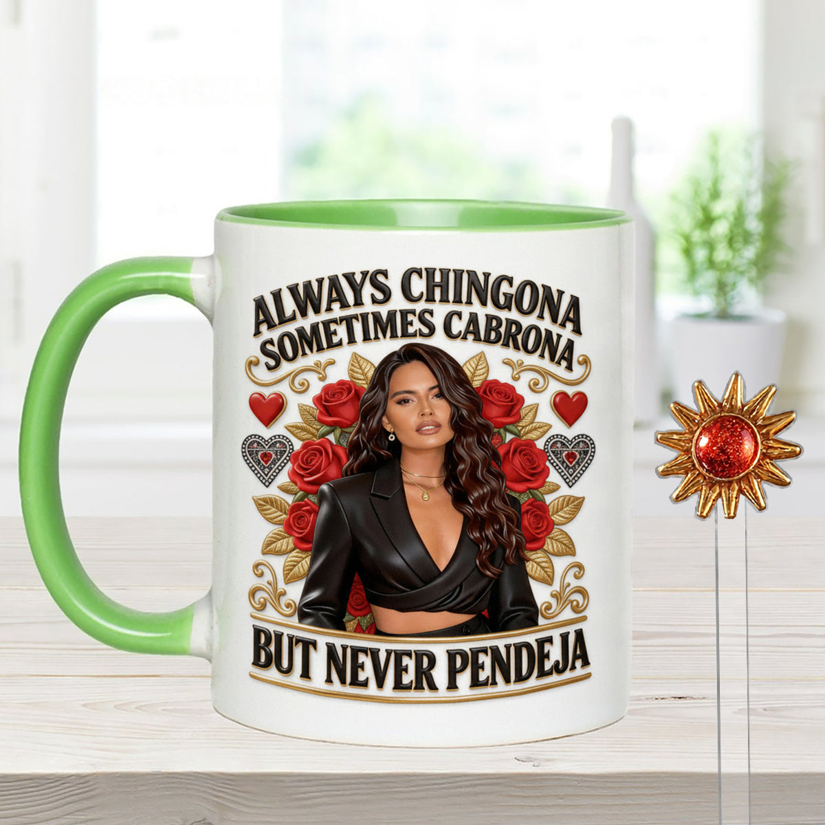 Latina Vibes, Always Chingona - Personalized Latina Women Set Accent Mug with Acrylic Stirrers