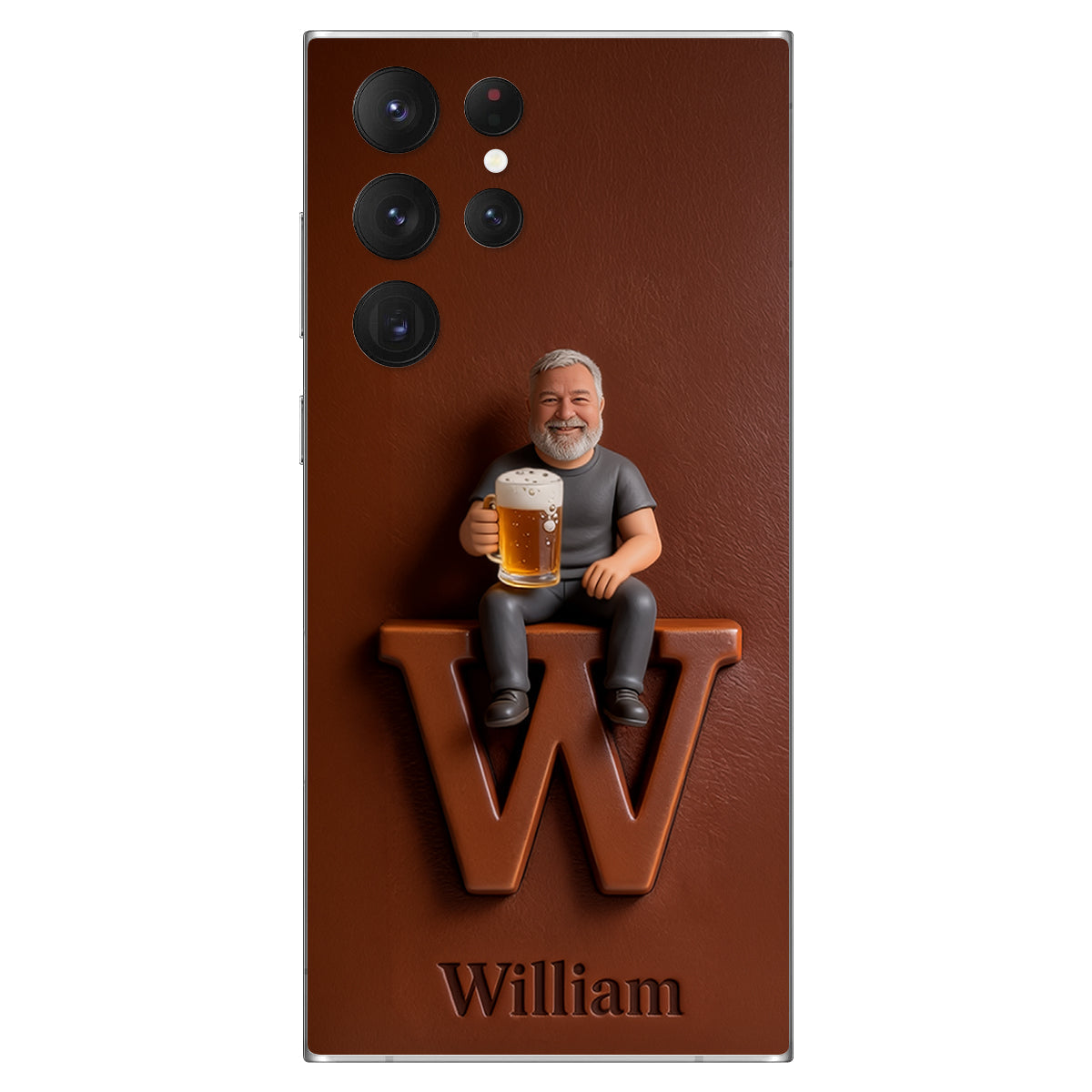 Custom Any Photo - Personalized Beer 3D Embossed Leather Phone Case